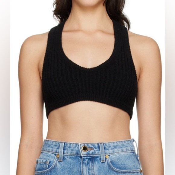 Khaite Scoop-Neck Ribbed Cashmere-Blend Cropped Top - NWT - Size XS - Picture 5 of 5